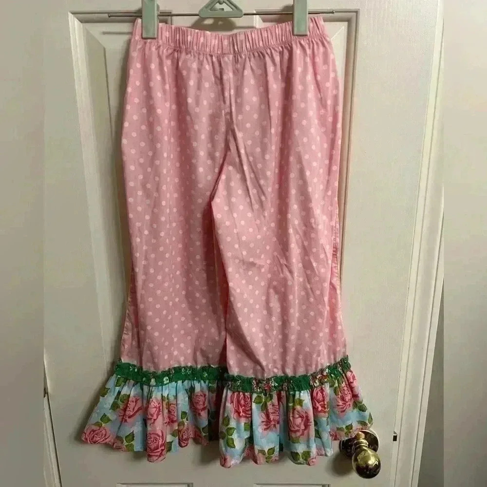 MATILDA JANE Girls Good Hart Primrose Ruffles Pants Size 6 Rose Floral Polka Dot - Picture 4 of 4